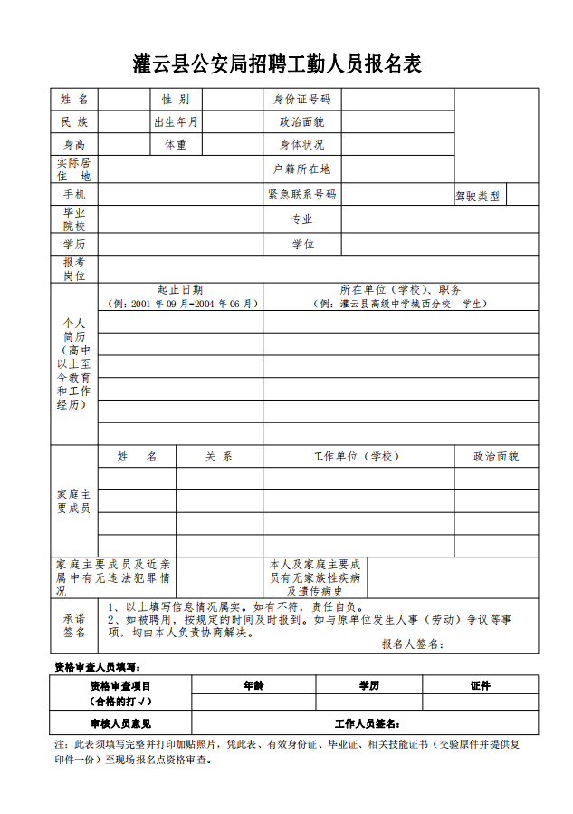 報名表