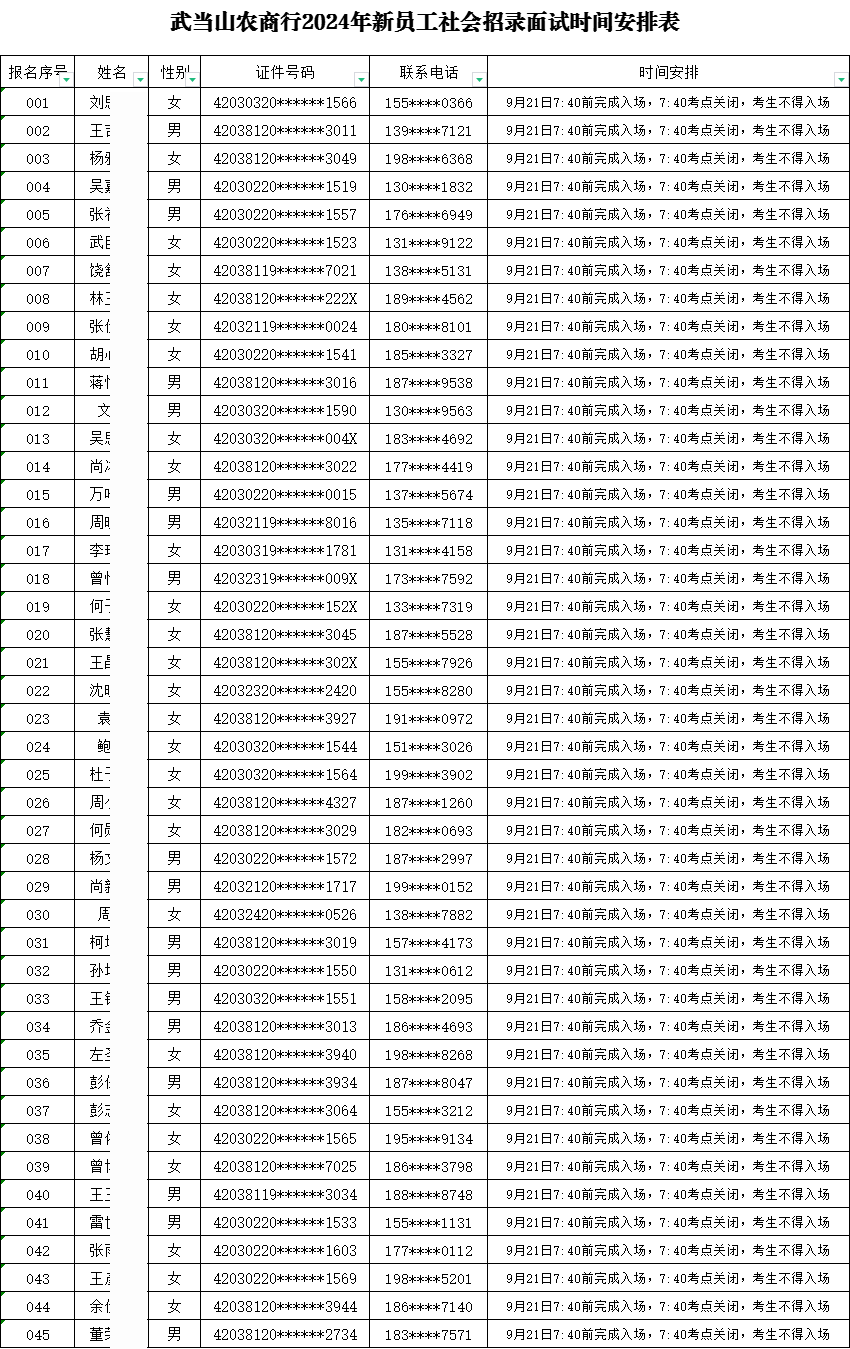 2024年新員工社會(huì)招錄面試時(shí)間安排表